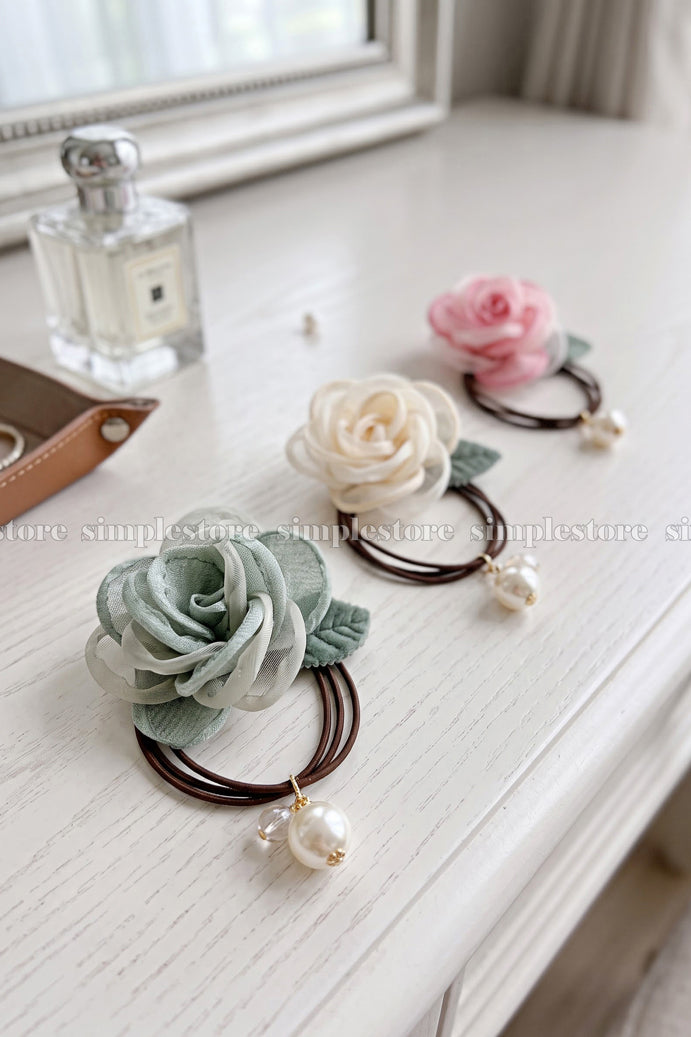 A262 - Dây buộc French Rosette Pearl hair tie