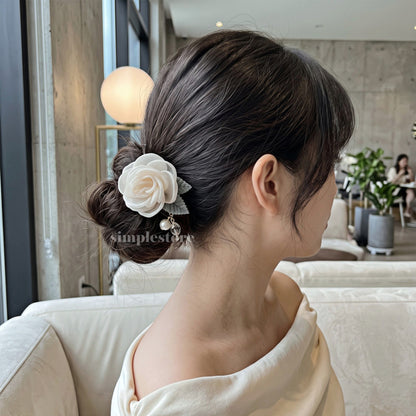 A262 - Dây buộc French Rosette Pearl hair tie