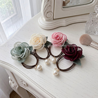A262 - Dây buộc French Rosette Pearl hair tie