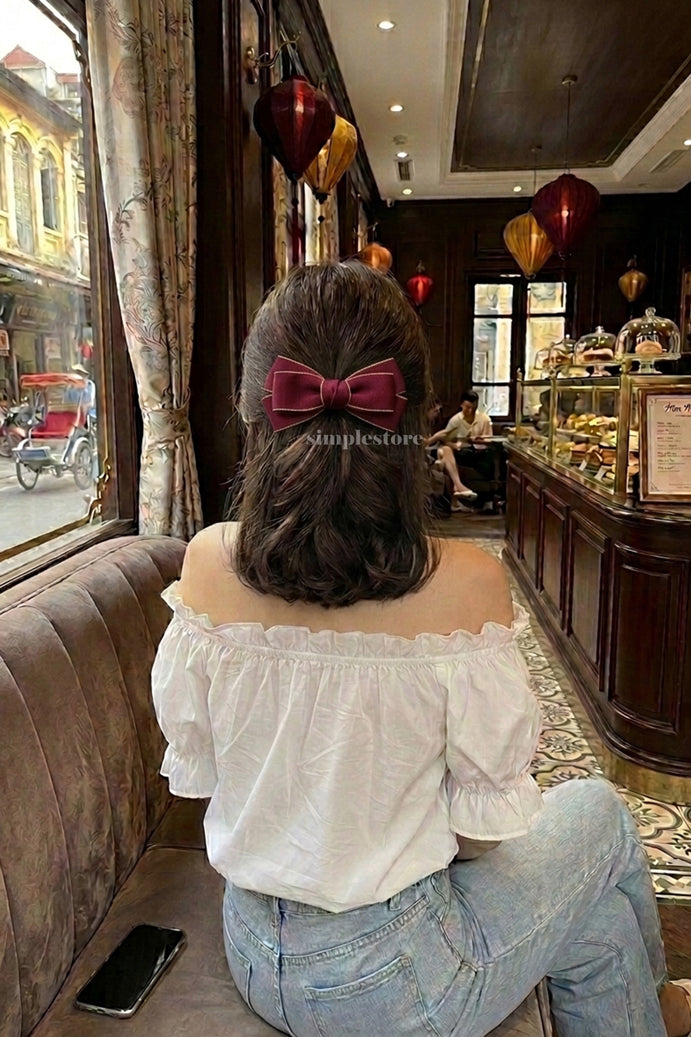 A257 - Kẹp bấm nơ Classy elegant minimalist hairbow