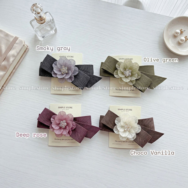 A263 - Kẹp bấm Grace Rose crystal hairbow