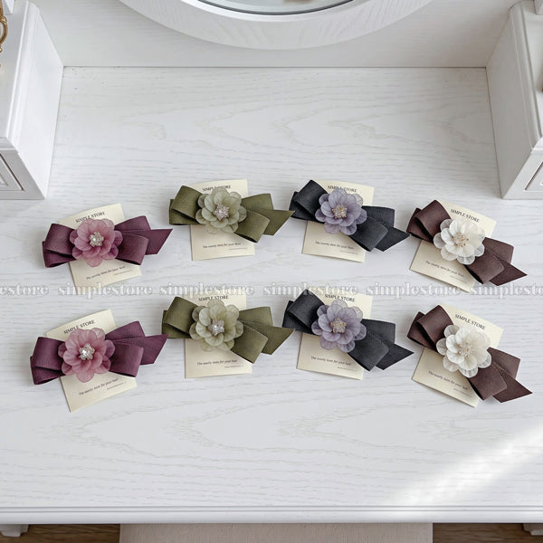 A263 - Kẹp bấm Grace Rose crystal hairbow