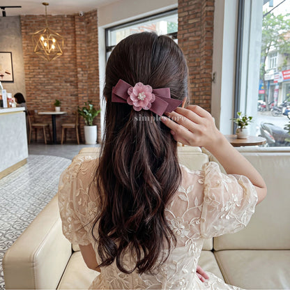 A263 - Kẹp bấm Grace Rose crystal hairbow
