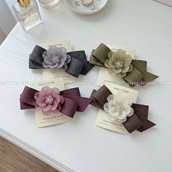 A263 - Kẹp bấm Grace Rose crystal hairbow