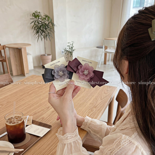 A263 - Kẹp bấm Grace Rose crystal hairbow