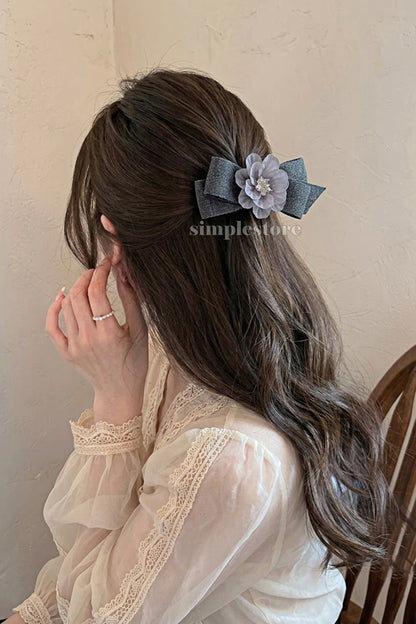 A263 - Kẹp bấm Grace Rose crystal hairbow