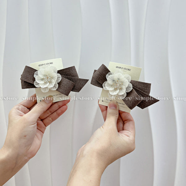 A263 - Kẹp bấm Grace Rose crystal hairbow