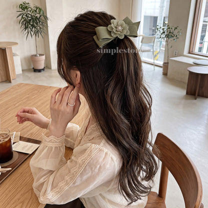 A263 - Kẹp bấm Grace Rose crystal hairbow