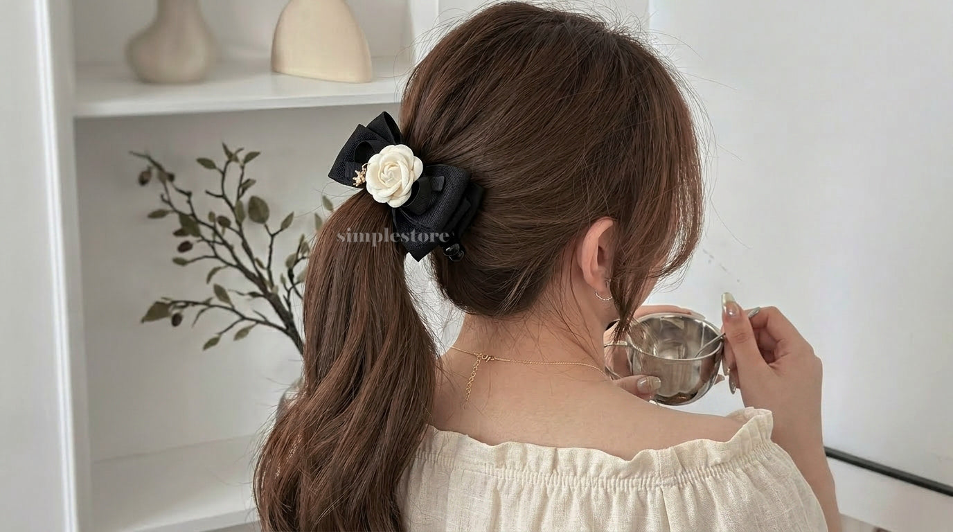A250 - Cặp dọc French Chic Camellia Banana Clip