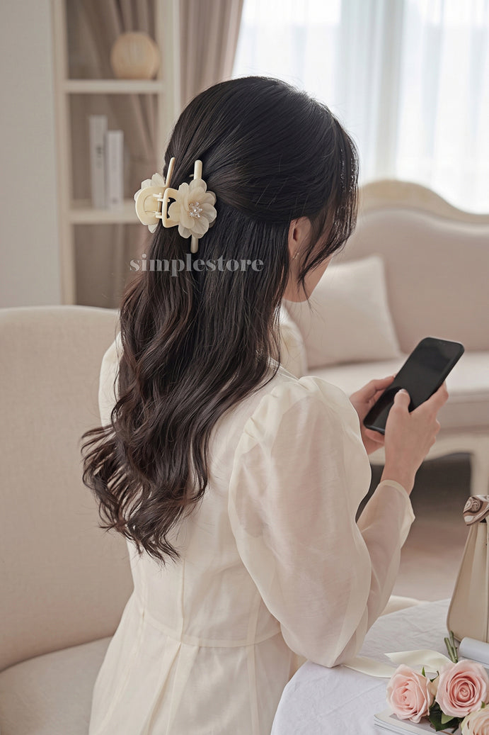 A256 - Kẹp tóc La Rose crystal blooming hair claw
