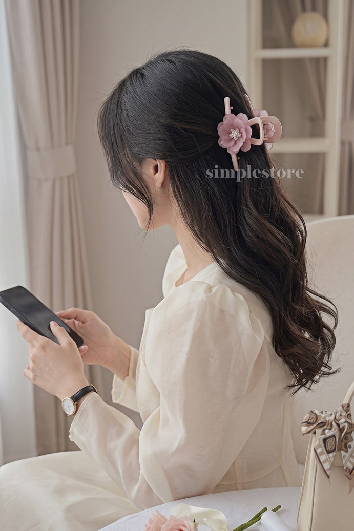 A256 - Kẹp tóc La Rose crystal blooming hair claw
