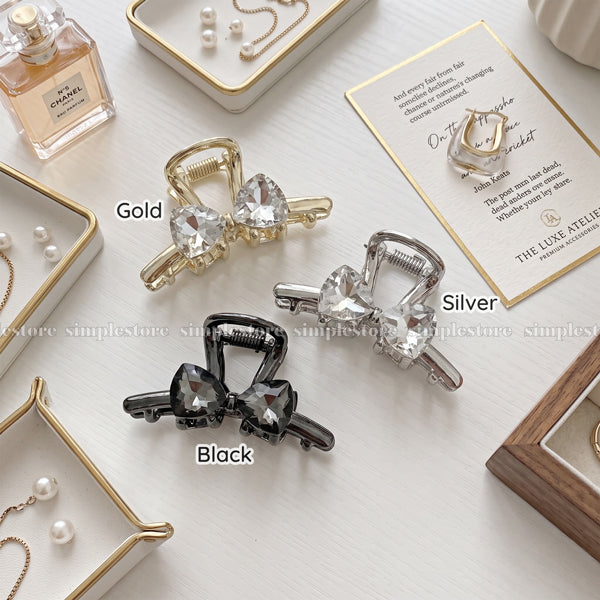 A259 - Kẹp tóc Sparkly crystal bow mini claw clip