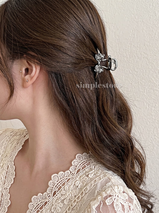 A259 - Kẹp tóc Sparkly crystal bow mini claw clip