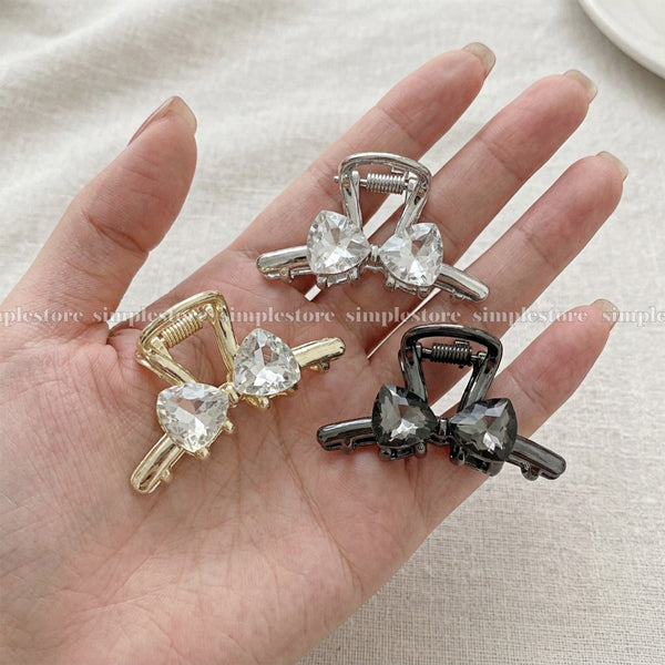 A259 - Kẹp tóc Sparkly crystal bow mini claw clip