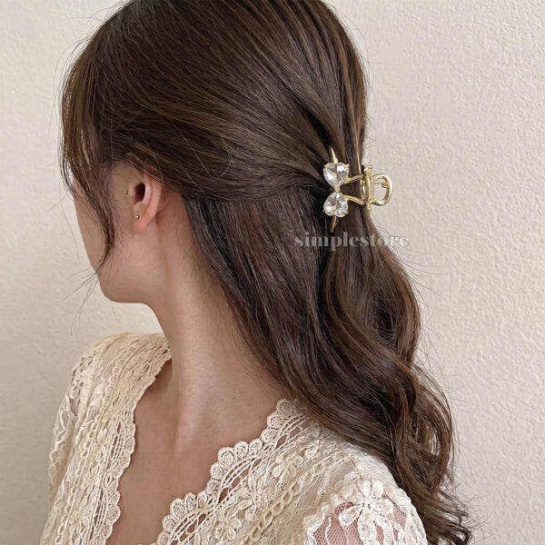 A259 - Kẹp tóc Sparkly crystal bow mini claw clip