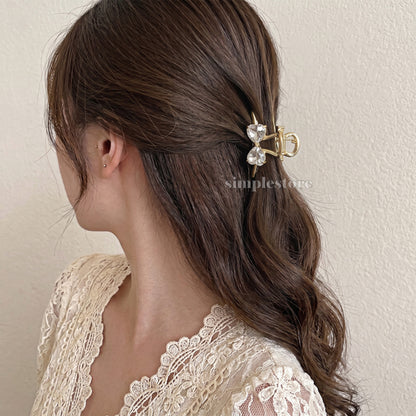 A259 - Kẹp tóc Sparkly crystal bow mini claw clip