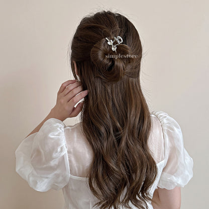 A259 - Kẹp tóc Sparkly crystal bow mini claw clip