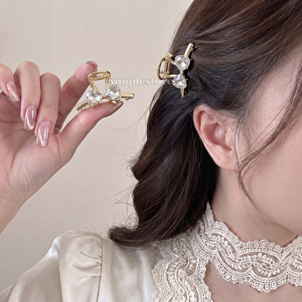 A259 - Kẹp tóc Sparkly crystal bow mini claw clip