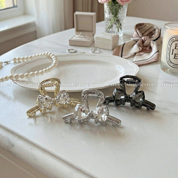 A259 - Kẹp tóc Sparkly crystal bow mini claw clip