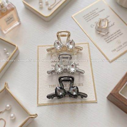 A259 - Kẹp tóc Sparkly crystal bow mini claw clip