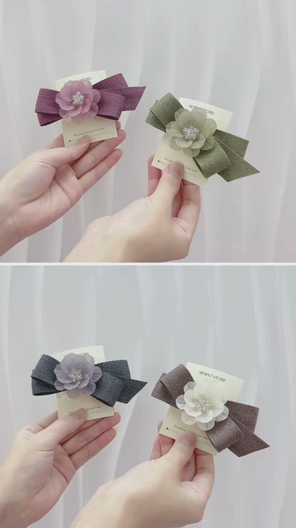 A263 - Kẹp bấm Grace Rose crystal hairbow