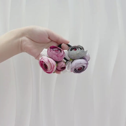 A260 - [𝑆𝑖𝑔𝑛𝑎𝑡𝑢𝑟𝑒] Dây buộc Vintage Camellia Floral hair tie