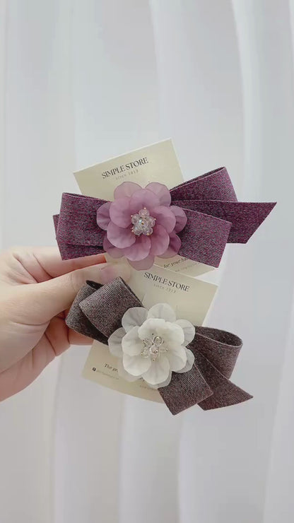 A263 - Kẹp bấm Grace Rose crystal hairbow