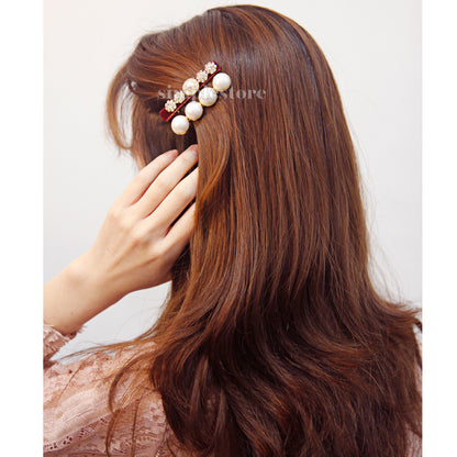 P22025 - Kẹp mái Romantic velvet hairclip with premium bright pearl