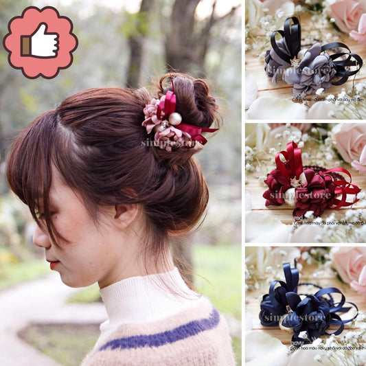 C18144 - [New Mood] Dây buộc xếp nơ cánh hoa cao cấp đính đá vương miện Julie Ponytail - Simple Store