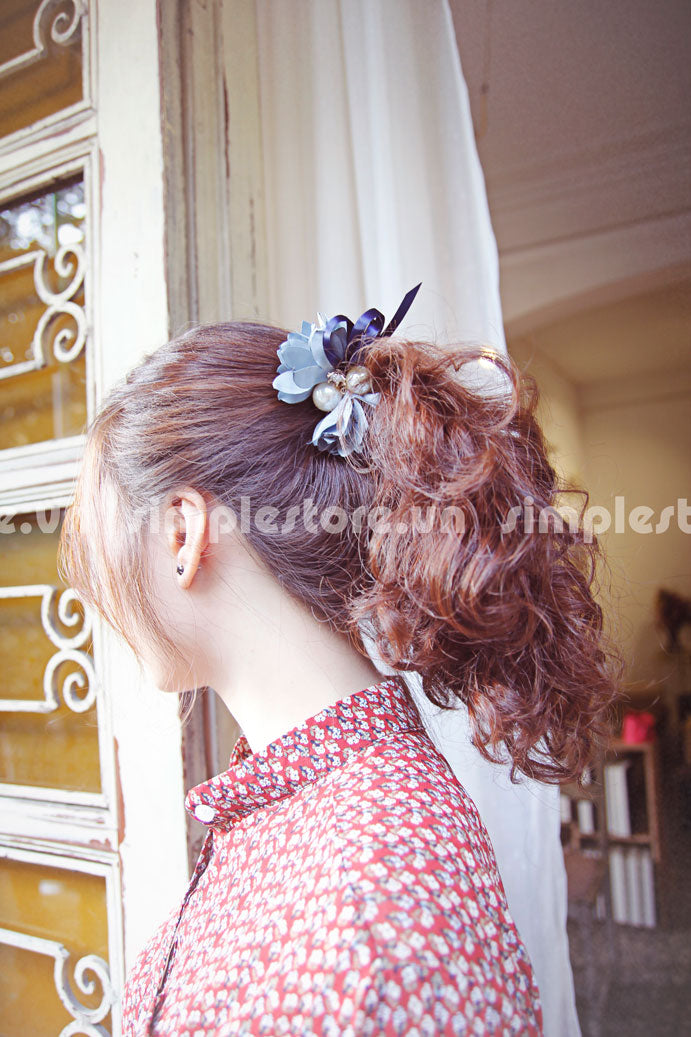 C16076 - Dây buộc xếp nơ cánh hoa cao cấp đính đá vương miện Julie Ponytail - Simple Store