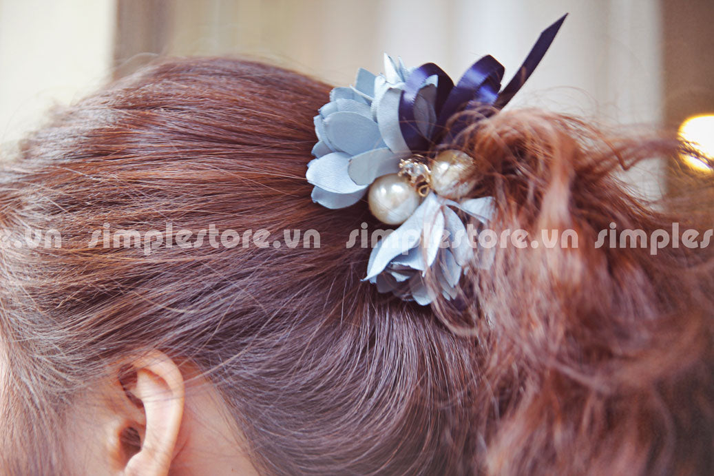 C16076 - Dây buộc xếp nơ cánh hoa cao cấp đính đá vương miện Julie Ponytail - Simple Store