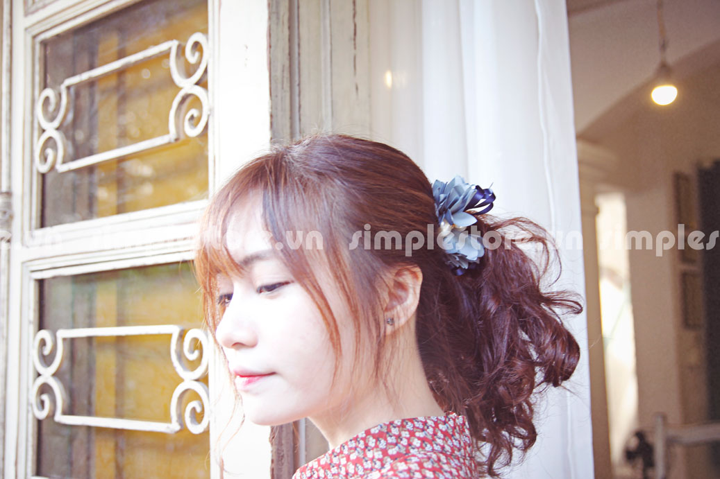 C16076 - Dây buộc xếp nơ cánh hoa cao cấp đính đá vương miện Julie Ponytail - Simple Store