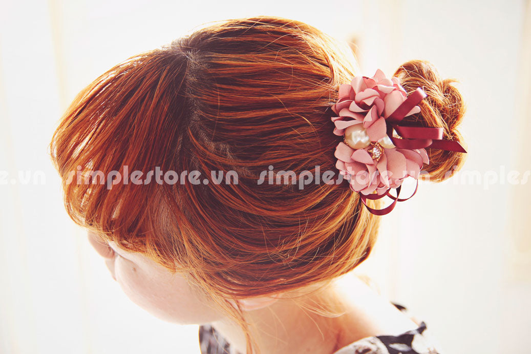C16076 - Dây buộc xếp nơ cánh hoa cao cấp đính đá vương miện Julie Ponytail - Simple Store