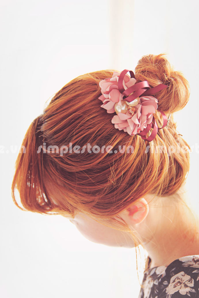 C16076 - Dây buộc xếp nơ cánh hoa cao cấp đính đá vương miện Julie Ponytail - Simple Store