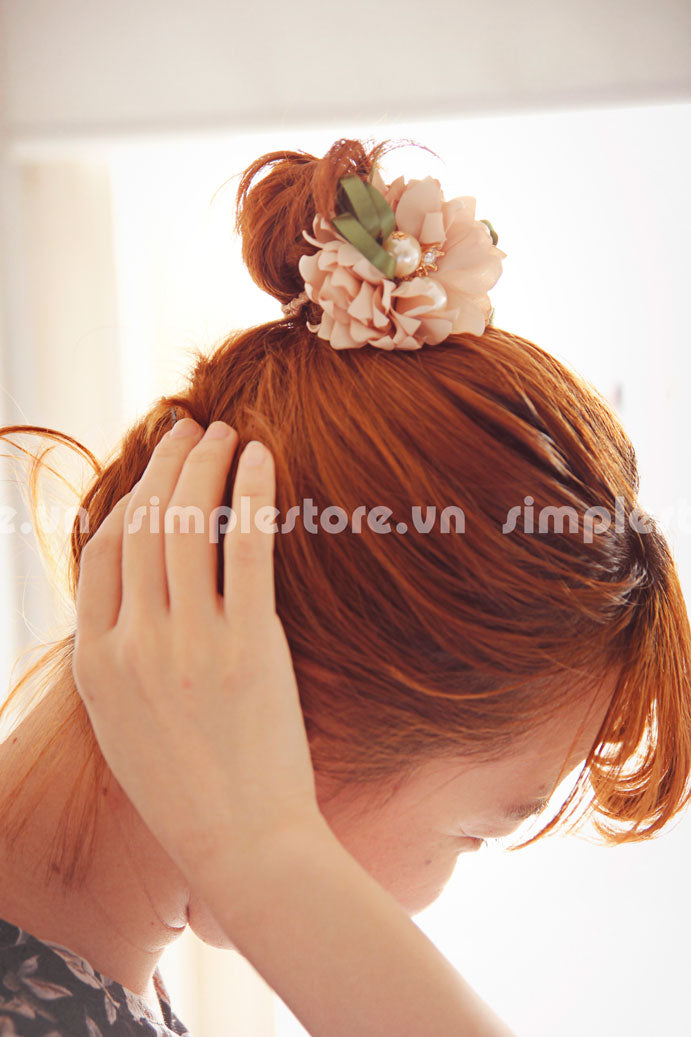 C16076 - Dây buộc xếp nơ cánh hoa cao cấp đính đá vương miện Julie Ponytail - Simple Store