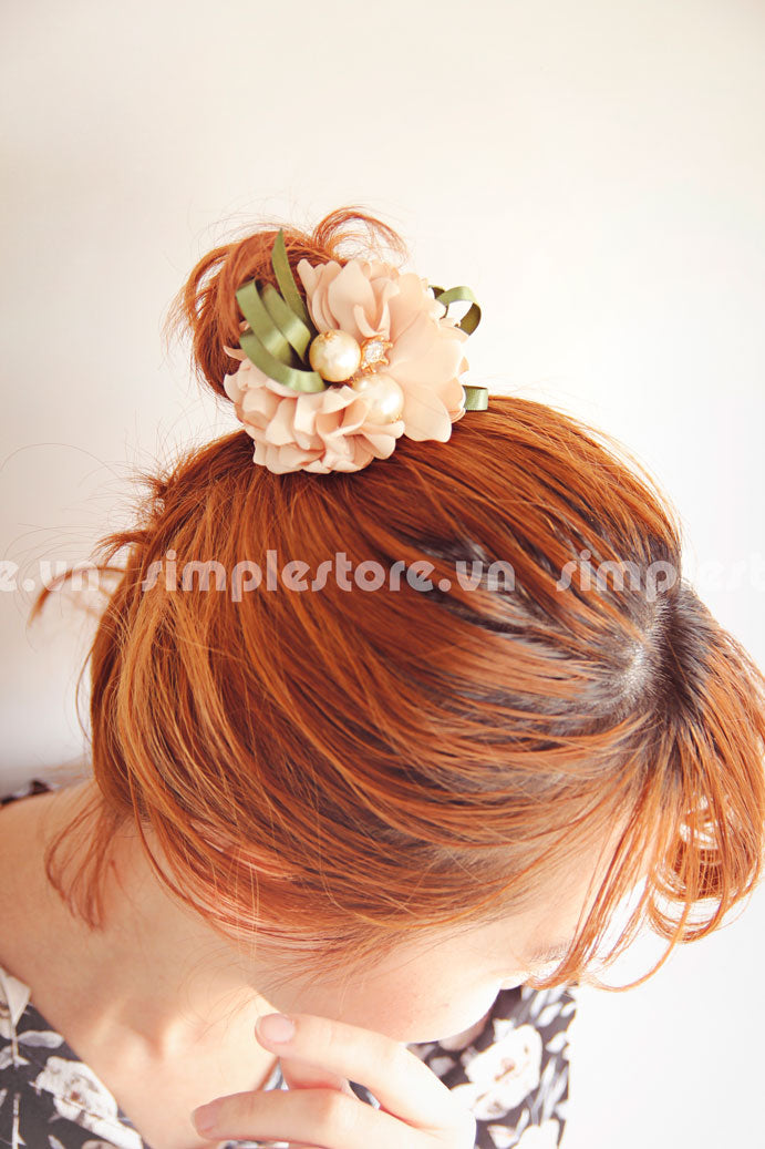 C16076 - Dây buộc xếp nơ cánh hoa cao cấp đính đá vương miện Julie Ponytail - Simple Store