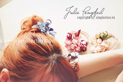 C16076 - Dây buộc xếp nơ cánh hoa cao cấp đính đá vương miện Julie Ponytail - Simple Store