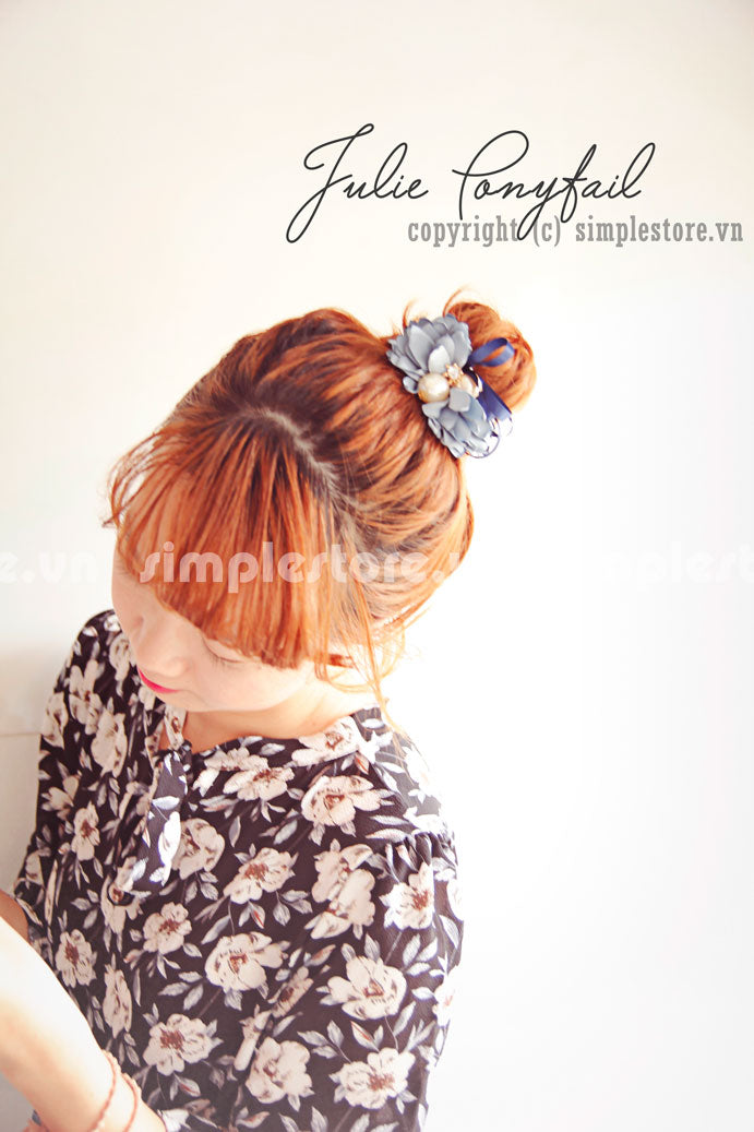 C16076 - Dây buộc xếp nơ cánh hoa cao cấp đính đá vương miện Julie Ponytail - Simple Store