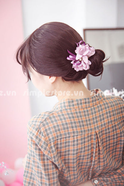 C16076 - Dây buộc xếp nơ cánh hoa cao cấp đính đá vương miện Julie Ponytail - Simple Store