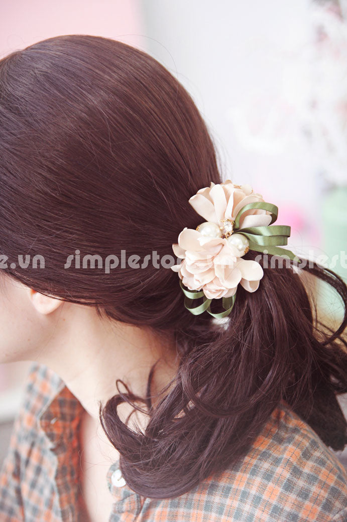 C16076 - Dây buộc xếp nơ cánh hoa cao cấp đính đá vương miện Julie Ponytail - Simple Store