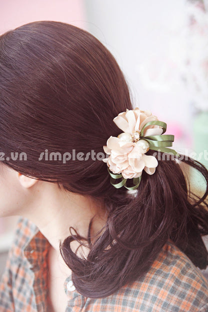 C16076 - Dây buộc xếp nơ cánh hoa cao cấp đính đá vương miện Julie Ponytail - Simple Store