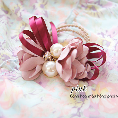 C16076 - Dây buộc xếp nơ cánh hoa cao cấp đính đá vương miện Julie Ponytail - Simple Store