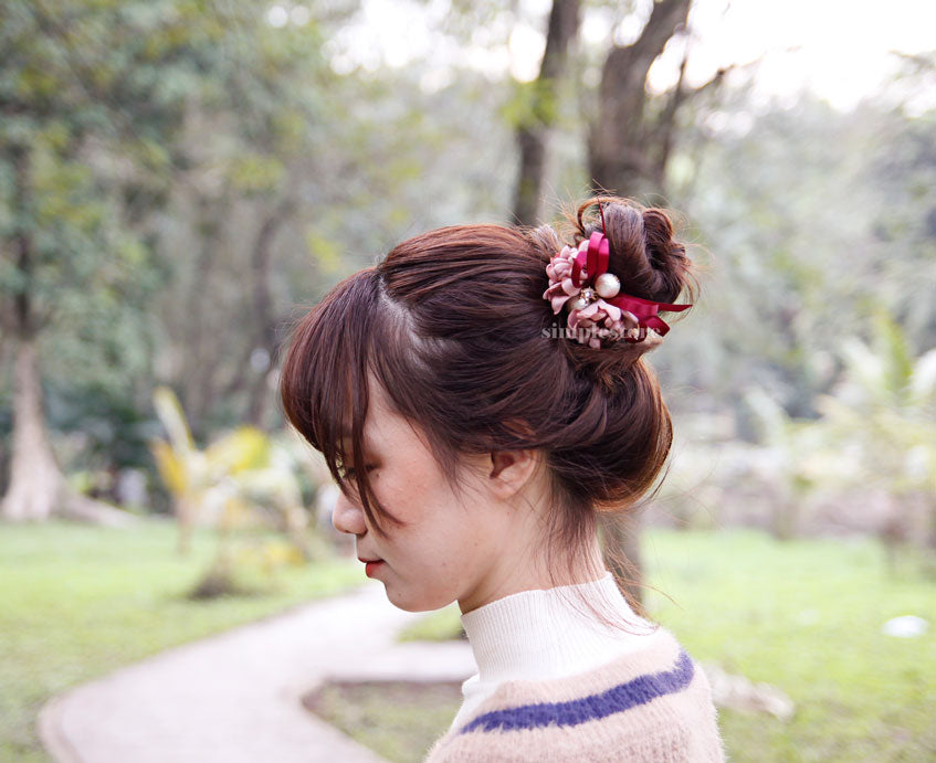C18144 - [New Mood] Dây buộc xếp nơ cánh hoa cao cấp đính đá vương miện Julie Ponytail - Simple Store