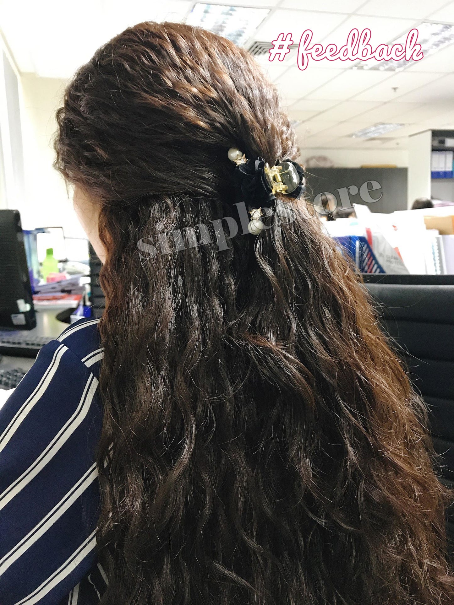 T18076 - [In Black] Cặp dọc Gorgeous Flower with crown Pin - Simple Store