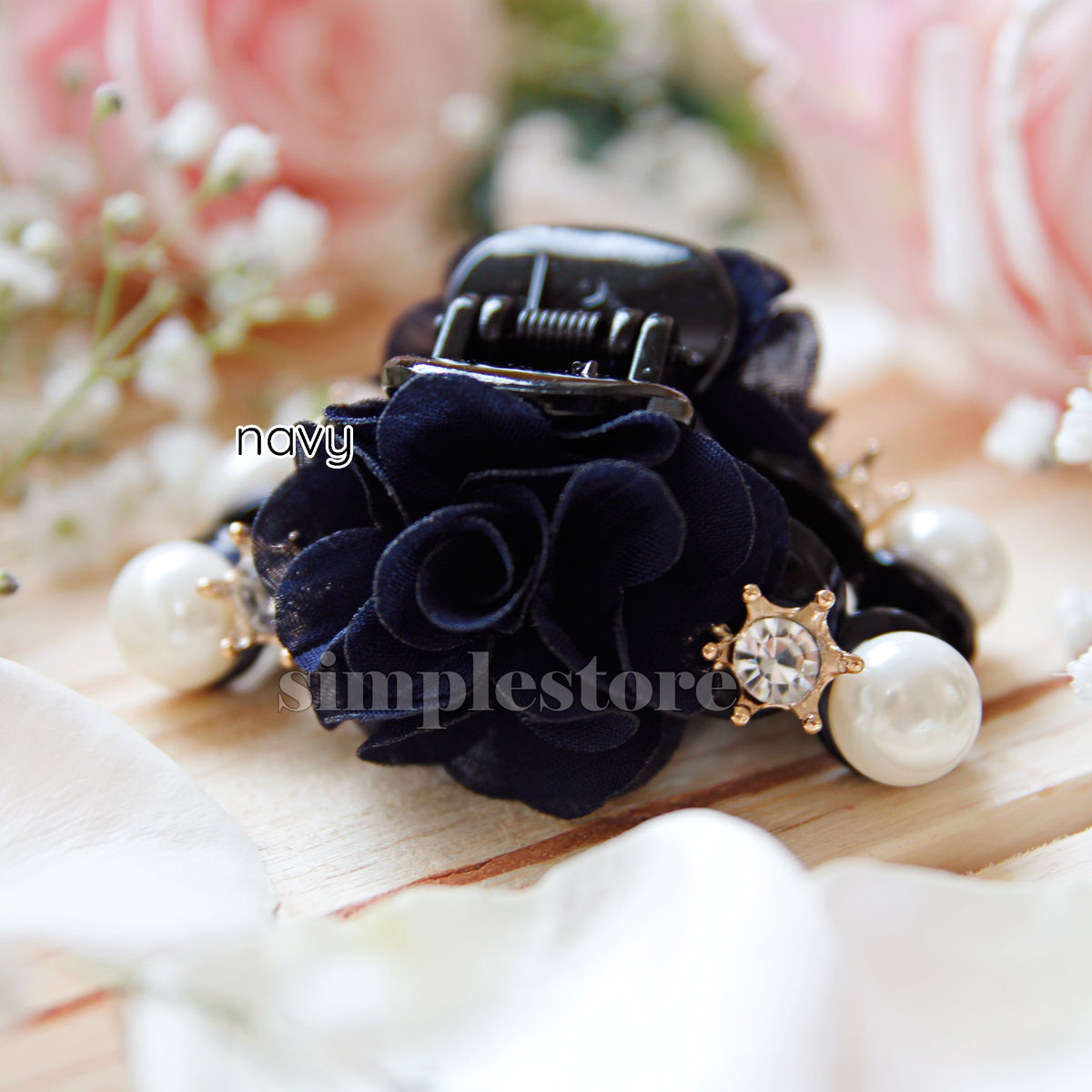 T18076 - [In Black] Cặp dọc Gorgeous Flower with crown Pin - Simple Store