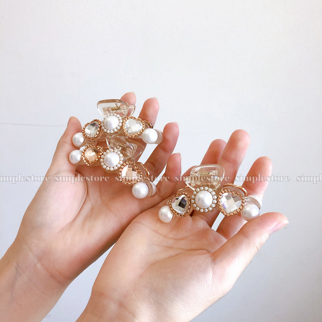 T22095 - Cặp dọc Cutie Heart shape and Shining pearl Tongs pin - Simple Store