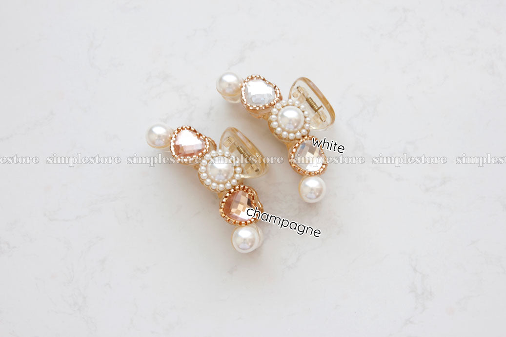 T22095 - Cặp dọc Cutie Heart shape and Shining pearl Tongs pin - Simple Store