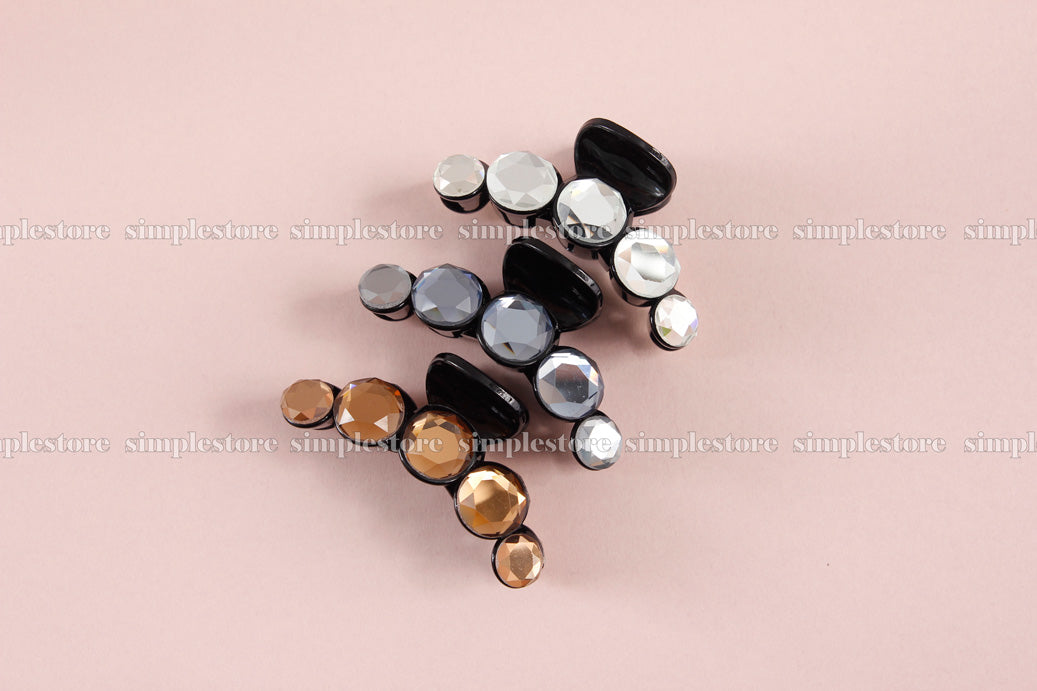 T22109 - [In black] Cặp dọc Shine crystal Tongs pin