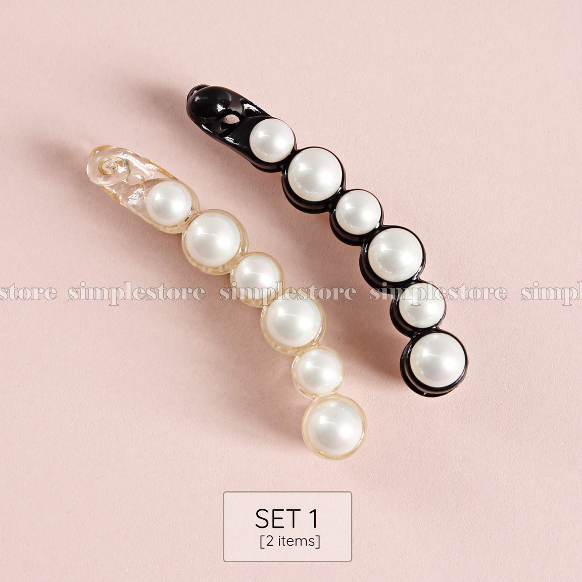 T22112 - Cặp dọc Basic Pure-white pearl hairpin