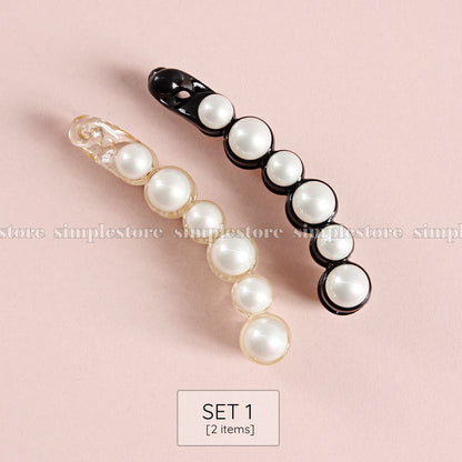 T22112 - Cặp dọc Basic Pure-white pearl hairpin